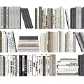 Diverse Books and Magazines Collection With Stacked Rows And Varied Bindings